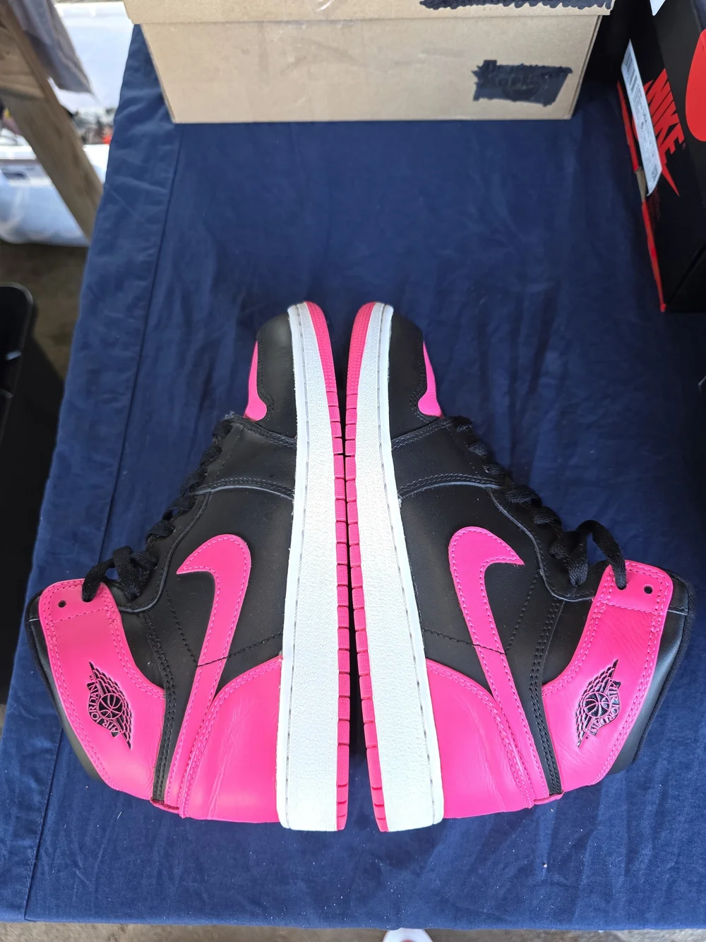 Jordan Women’s High-Top Sneakers in Black and Bright Pink
